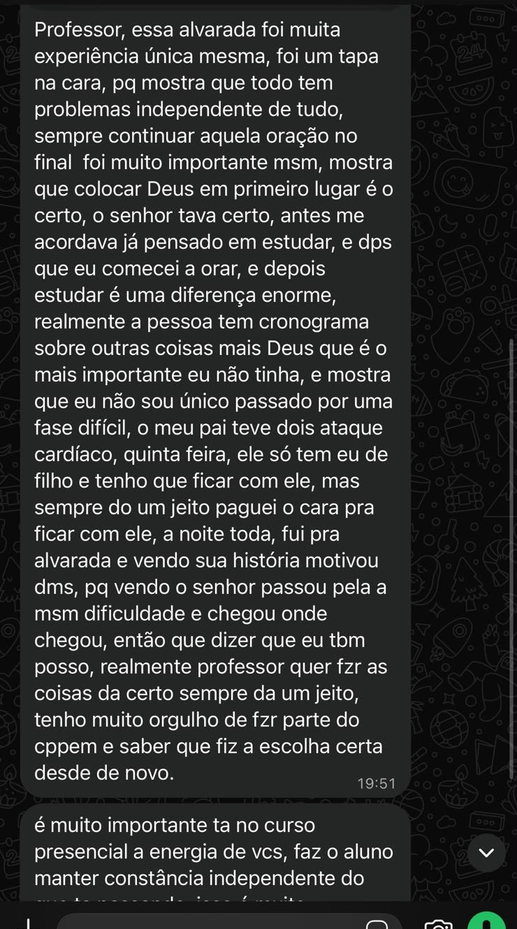 Aluno: experiência única, um tapa na cara, tenho orgulho de fazer parte do CPPEM