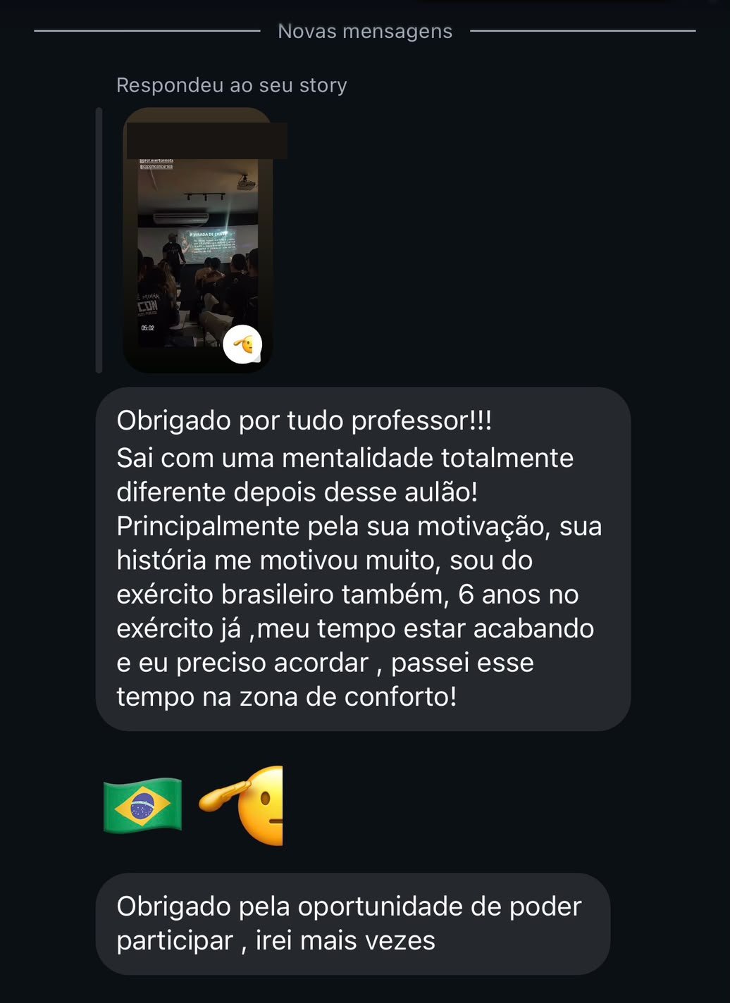 Aluno: saí com uma mentalidade totalmente diferente depois desse aulão