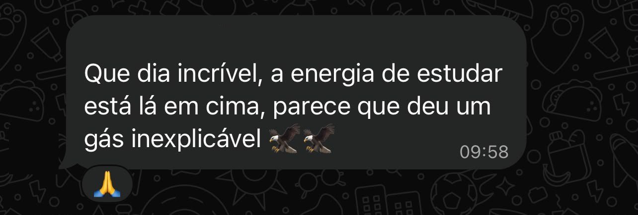 Aluna: que dia incrível, a energia de estudar está lá em cima