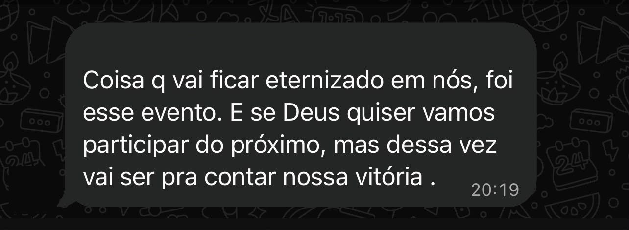 Aluno: coisa que vai ficar eternizada, vamos participar do próximo